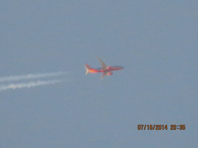Boeing 737-700 (N419WN) - SWA flight 804 from DEN to JAX over Baxter Springs KS (78KS) at 39k feet.