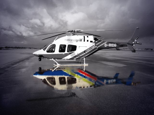 Bell 429 GlobalRanger (G-RIDB) - Just landed for lunch as a storm had passed through.