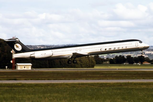 Bell UH-13H (VH-LNI) - COMPASS AIRLINES - McDONNELL DOUGLAS MD-83 (DC-9-83) - REG : VH-LNI (CN 53121/1971) - WEST BEACH ADELAIDE SA. AUSTRALIA - YPAD 35MM SLIDE SCANNED WITH A EPSON PERFECTION V700 FLATBED SCANNER.