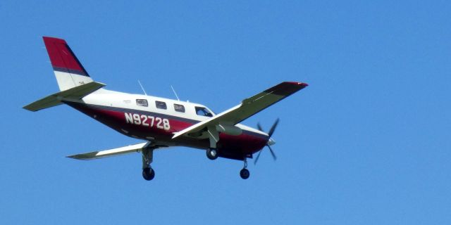 Piper Malibu Mirage (N92728) - About to touch down is this 1996 Piper PA-46-350P Malibu Mirage in the Spring of 2023.