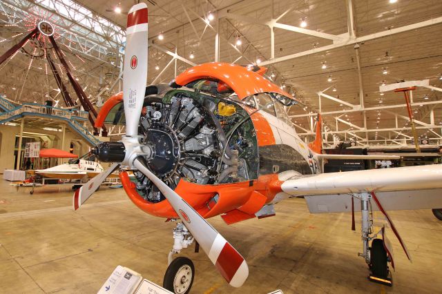 North American Trojan (N65491) - A close up of the Wright “Cyclone 9” engine in the North American T-28B Trojan, Bu No. 138245, C/N 200-316, on display at the I-X Piston Power Show at the International Exposition Center, adjacent to Cleveland Hopkins International Airport, Cleveland, OH on 15 March 2019. 