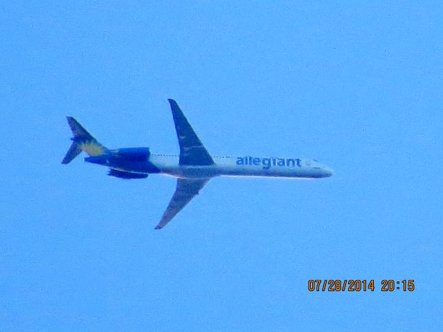 McDonnell Douglas MD-88 (N404NV) - Allegiant flight 318 from LAX to Springfield Missouri over Baxter Springs KS (78KS) at 25k feet.