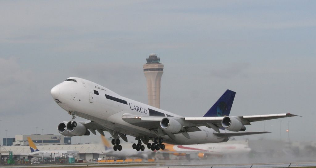 — — - This guy finally lifted off just before the end of the runway! Probably a lot of cargo for Suadi Arabia.
