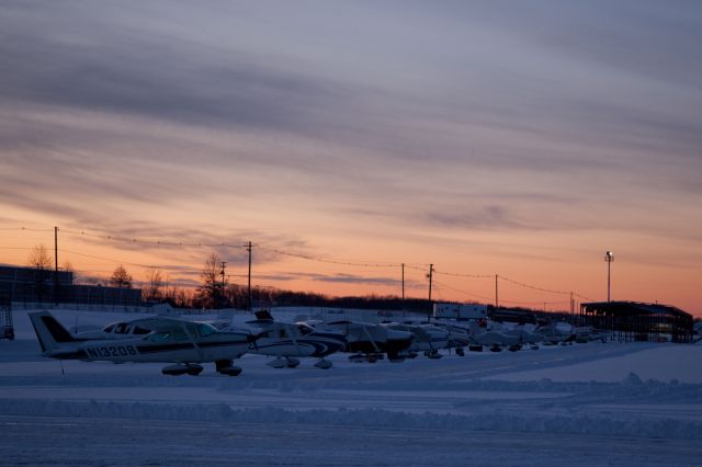 Cessna Skyhawk (N13208) - Early winter mornng. The airport did a great job cleaning the taxiways and runway!