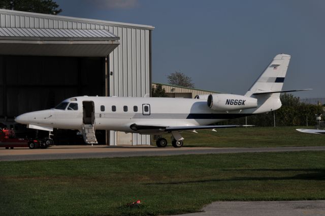 IAI Gulfstream G100 (N666K) - N666K being towed into her hangar at Gaithersburg, MD on 10/4/2008.