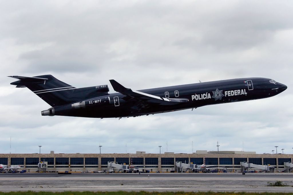 BOEING 727-200 (XC-MPF) - truly shame of light, but great TO by 12R RWY. Air side shot. Jan2020, now it has been painted into new Guardia Nacional Group colors in Oct2020 +or-