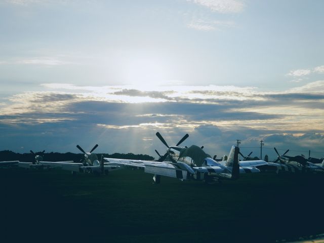 North American P-51 Mustang — - A flock of resting warbirds at OSH 17