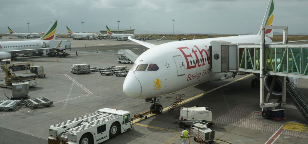 Boeing 787-8 (ET-AOP) - Walking through Terminal 2 and saw one of  ETs Boeing 787s. Seen here docked at the gate before being cleared for push back to begin its next journey.