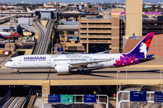 Boeing 787-9 Dreamliner (N781HA) - I haven’t posted on FlightAware in nearly two years, so I thought it’d be nice to go back to my roots and put up some of my best work from 2024 on here! If you enjoy my work, follow me @phxplanepics on Instagram!
