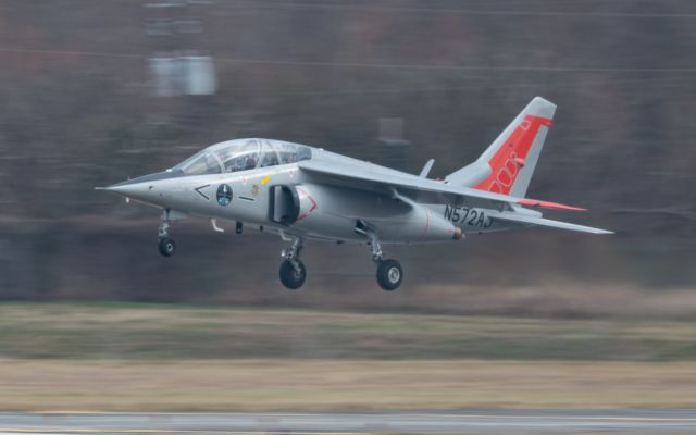 N572AJ — - A unique Dassault Donier Alpha Jet, used to train the Inspiration 4 crew (logo on fuselage) lands at Houston Spaceport on 4 February 2022