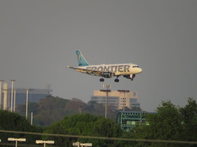 Airbus A319 (N927FR) - Taken Nov. 6, 2014 from airport overlook.