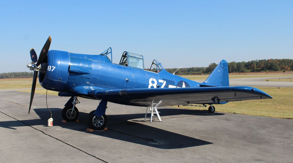 N5287N — - A North American SNJ-4 on the ramp at Pryor Field Regional Airport, Decatur, AL - October 27, 2016.