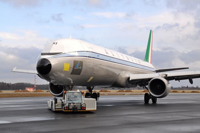 Airbus A321 (EI-IXI) - Historical Alitalia livery called "Pentagramma", used till the 60s. The work on new paint has not finished yet. Ostrava, March 30th, 2012.