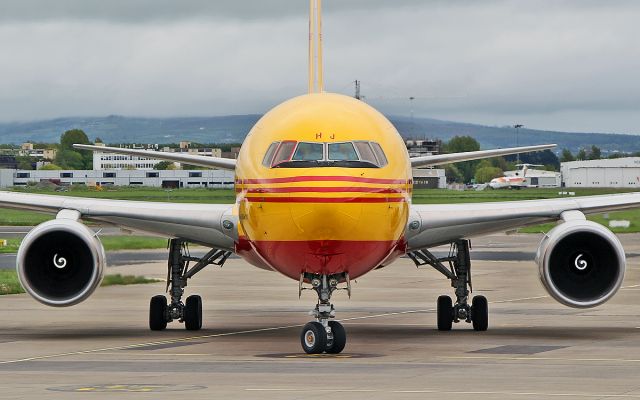 BOEING 767-200 (A9C-DHJ) - dhl b767-281f a9c-dhj taxing onto stand for fuel at shannon 15/5/18.