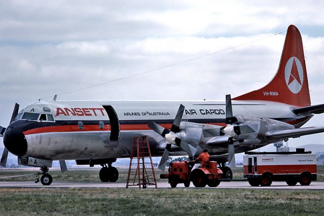 Piper PA-30 Twin Comanche (VH-RMA) - ANSETT AIR FREIGHTER - LOCKHEED L188A ELECTRA - REG : VH-RMA (CN 103944) - TULLAMARINE MELBOURNE VIC. AUSTRALIA - YMML 10/4/1977 35MM SLIDE CONVERSION USING A LIGHTBOX AND A NIKON L810 DIGITAL CAMERA IN THE MACRO MODE.