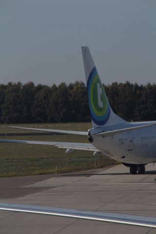 Boeing 737-700 (PH-HSG) - The tail of a Boeing 737-800 from Transavia at Eindhoven Airport (Holland). (Saturday, October 13th, 2018)