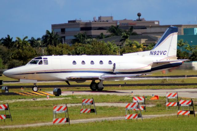 North American Sabreliner (N92VC) - Lining up to depart rwy 9 on 12-Jan-17 returning to KORL after an over-night stay.