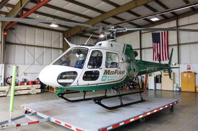 Eurocopter AS-350 AStar (N129LN) - A Huntsville Hospital Medflight Eurocopter AS 350 B2 in the hangar at Huntsville Executive Airport in Meridianville, Al awaiting rotor replacement - August 9, 2016