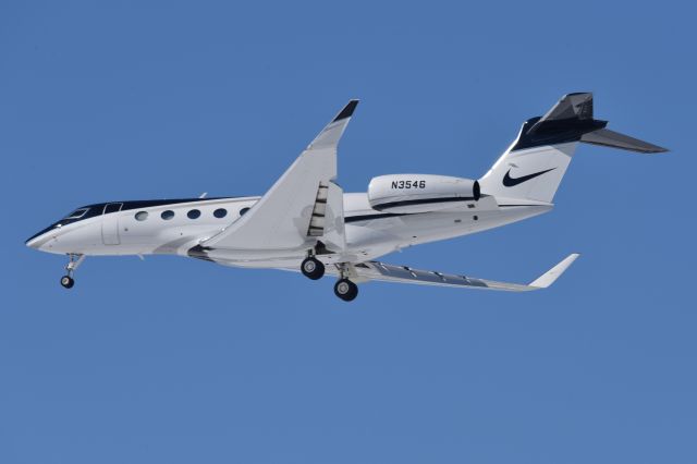 Gulfstream Aerospace Gulfstream G650 (N3546) - New Paint. 23-R 02-17-24. Nike bird arriving for NBA AllStar game in INDY