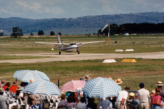 — — - Mr R.A."Bob" Hoover landing on at Valleyfield with both engines shutdown and props feathered.br /All part of the great mans flying display at Skyrace. 