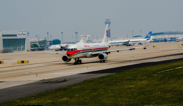 Airbus A320 — - China Estern A320 on taxiway F to RWY36R for take off 2 mei 2015