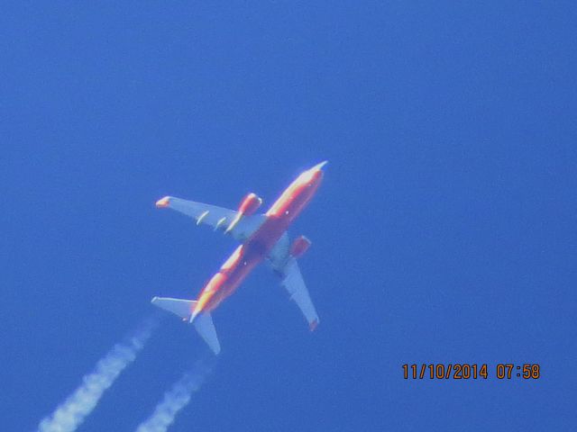 BOEING 737-300 (N635SW) - Southwest Airlines flight 310 from OKC to MDW over Baxter Springs Kansas (78KS) at 37,000 feet.