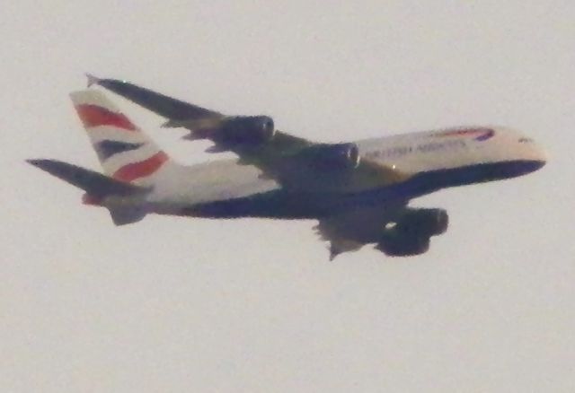 Airbus A380-800 (G-XLEH) - Descending into Miami At DuskPhoto taken from my house"Approx 12 Miles from KMIA