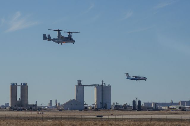 Bell V-22 Osprey (16-8242) - MV-22C 168242 during a test flight along side a Dornier 328-110 that was on approach into Rick Husband Int'l Airport in Amarillo, Texas.