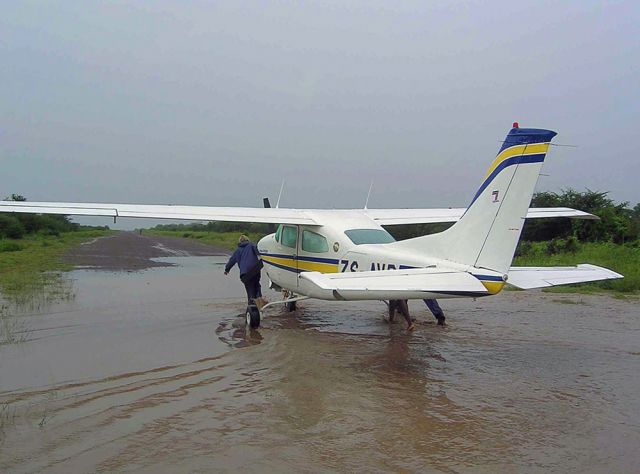 Cessna Centurion (ZS-AVB) - After heavy rainfalls at Impalila Island, Namibia.