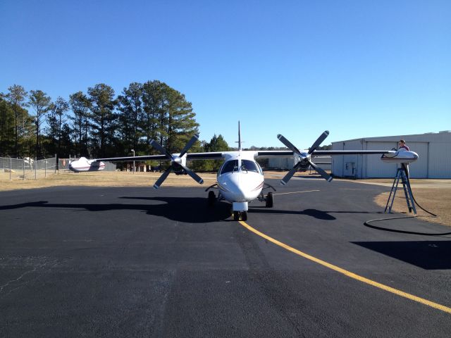 Mitsubishi MU-2 (N219MA) - Balancing act on the ramp in Alexander City, Al.