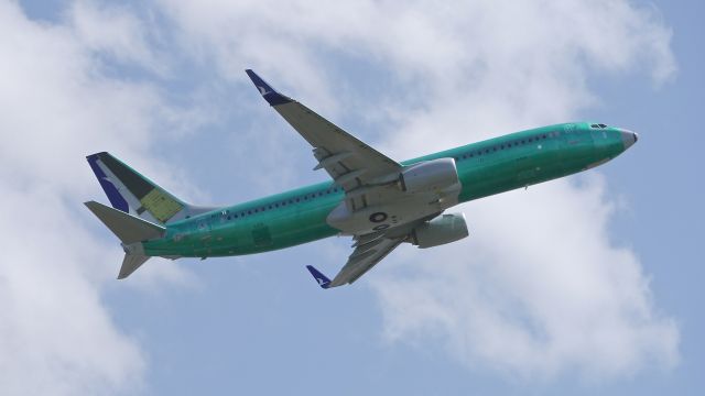 Boeing 737-800 (TC-SCF) - BOE681 climbs from Rwy 16R after a touch / go landing during its B1 flight from KRNT on 5/4/15. (ln 5410 / cn 40554). The aircraft is using temporary registration #N1787B.