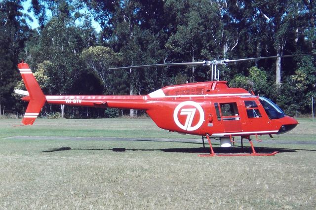 Eurocopter AS-350 AStar (VH-BTV) - CHANNEL 7 NEWS - BELL 206B-3 JETRANGER III - REG VH-BTV (CN 3566) - CALOUNDRA QLD. AUSTRALIA - YCDR (19/6/1992) 35MM SLIDE SCANNED AT 6400 DPI WITH A EPSON V700 PERFECTION FLATBED SCANNER.