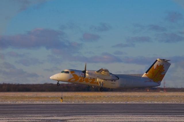 de Havilland Dash 8-100 (C-FACD) - Dash 8 heading for Toronto rotates off Runway 25 at Kingston