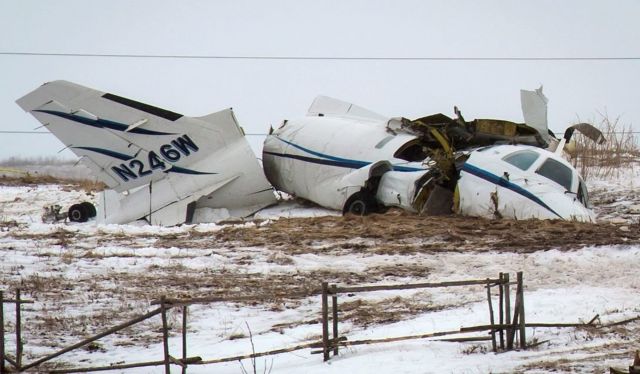 — — - The wreckage of an airplane lies in a field Tuesday, March 29, 2016, in Havre-aux-Maison, Quebec. The crashed Tuesday off an island in eastern Quebec killed several people, Quebec provincial police said. Among those killed was former federal cabinet minister and political commentator Jean Lapierre. (David Noel/The Canadian Press via AP) MANDATORY CREDIT PCH108  (David Noel / The Associated Press)