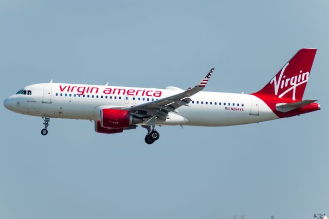 Airbus A320 (N284VA) - Rabid Badger arriving gracefully into Los Angeles after a quick hop skip and jump