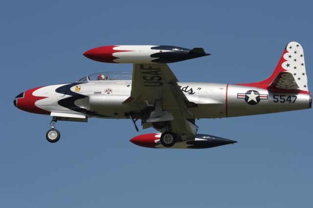 — — - Lockheed T-33 Shooting Star with USAF Thunderbirds Paint Scheme Lands at Thunder on the Lakeshore - Manitowoc, Wisconsin 6-4-11