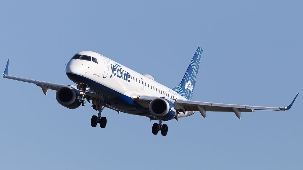 Embraer ERJ-190 (N247JB) - jetBlue JBU1955/B61955 from Boston (KBOS/BOS) glides in for a rwy 1 arrival, named "Blue Is So You".WFU June 24, 2024, due to join Alliance Airlines fleet, reg TBDbr /Photo date: 3-29-24br /Upload date: 1-8-25