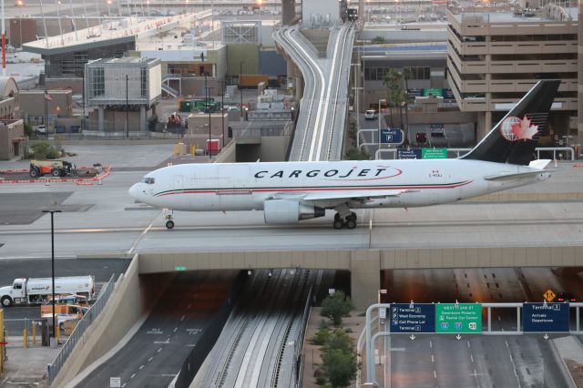 BOEING 767-200 (C-FGAJ) - Spotted from the Terminal 04 parking garage. Level 08 in the Southwest Corner. This was a very rare find for KPHX. Not that 76s are rare for Sky Harbor, but I can say that in the 5 years I have been spotting at KPHX, I have never caught a Cargojet plane before.