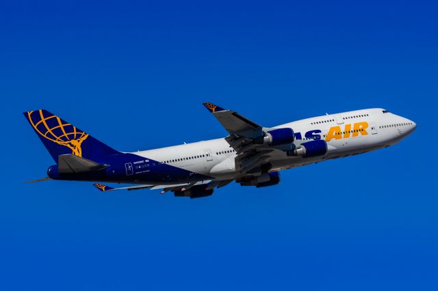 Boeing 747-400 (N482MC) - An Atlas Air 747-400 taking off from PHX on 2/10/23 during the Super Bowl rush. Taken with a Canon R7 and Canon EF 100-400 II L lens.