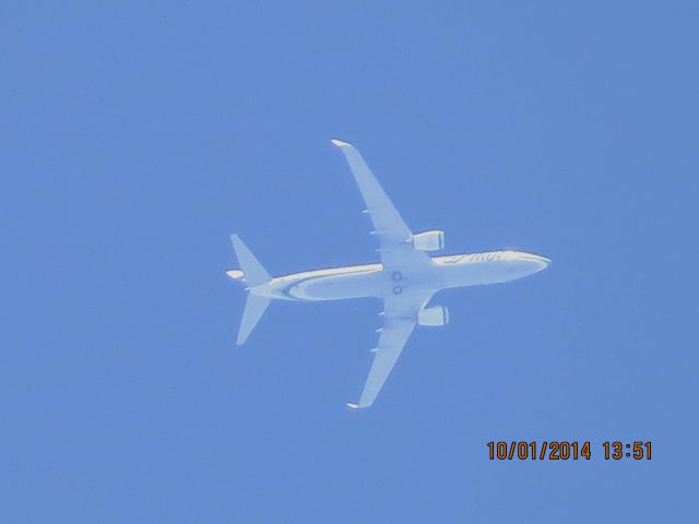 Boeing 737-800 (N553AS) - Alaska Airlines flight 774 from SEA to TPA over Baxter Springs Kansas (78KS) at 35,000 feet.