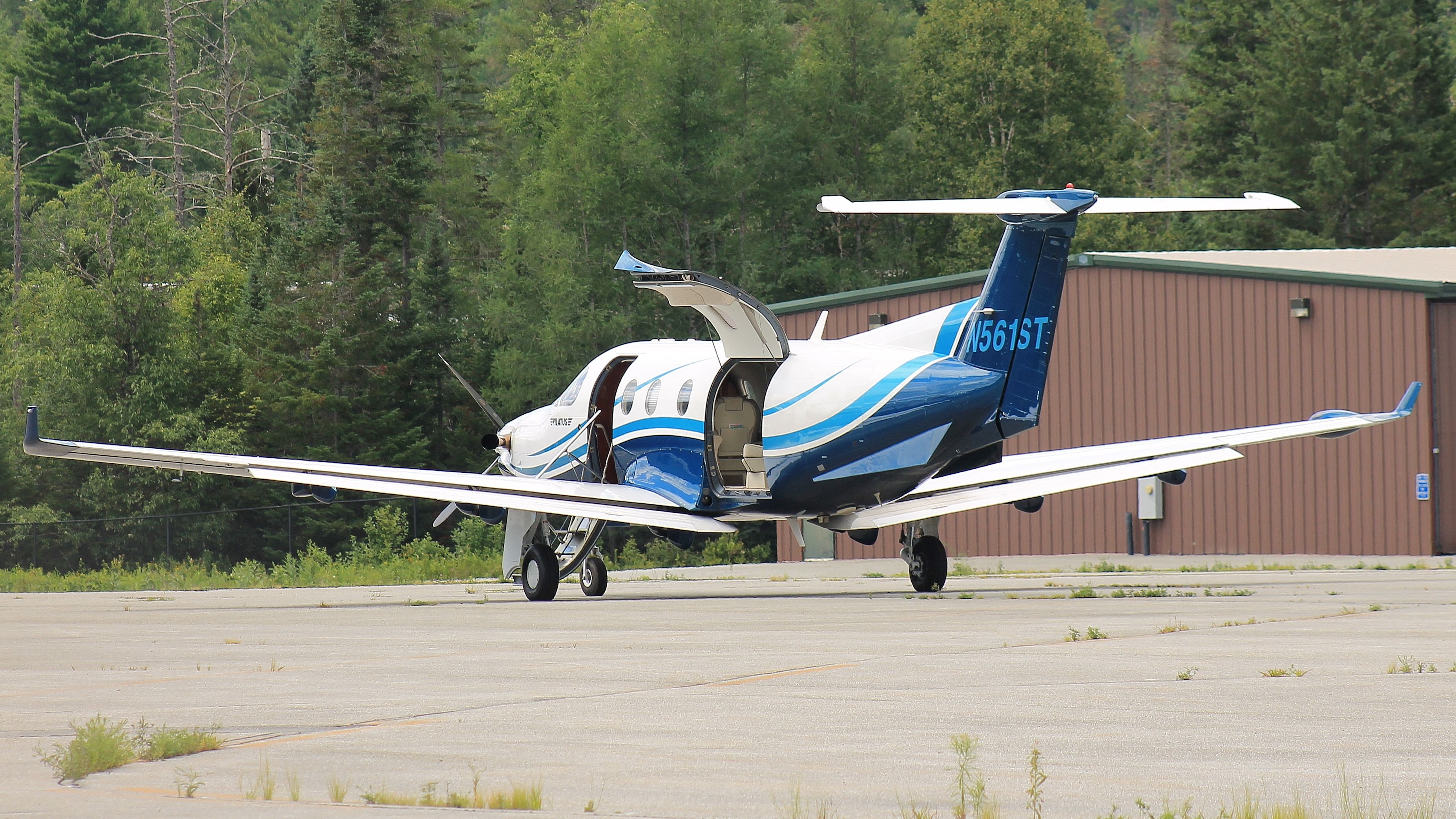 Pilatus PC-12 (N561ST) - New livery for this PC-12. Lake Placid Airport, 7 August 2020.