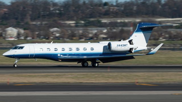 GULFSTREAM AEROSPACE G-7 Gulfstream G600 (N449MT) - N449MT slowing down on Reagan Airport's runway 01 after a flight from Minneapolis 