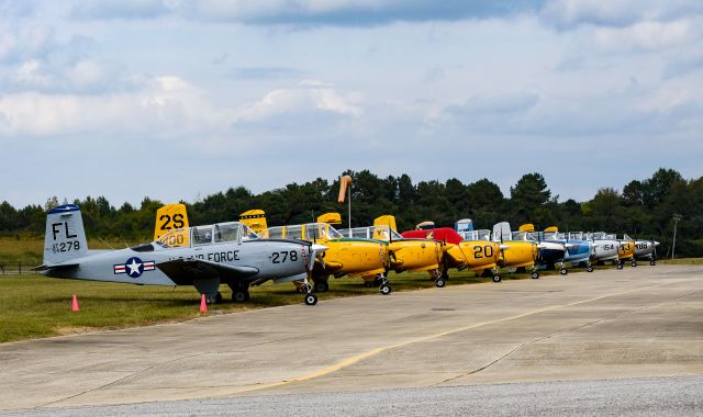 — — - Ten T-34s preparing for an airshow at the St Clair county/Pell City, Al Airport.