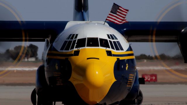 Lockheed C-130 Hercules — - 'BERT' taxi to parking after airshow practice.