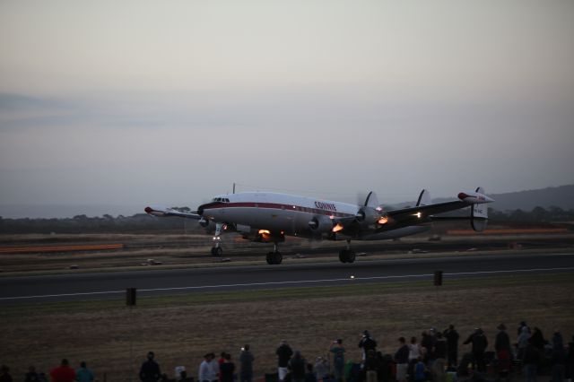 — — - HARS VH EAG at Avalon Airshow in twilight with exhaust flames quite evident 03/03/2017