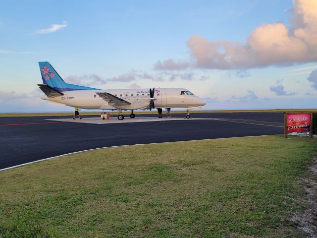 Saab 340 (E5-SMW) - Air Raro GZ621 prepping to depart Aitutaki at 1900 10NOV23. Ka kite!