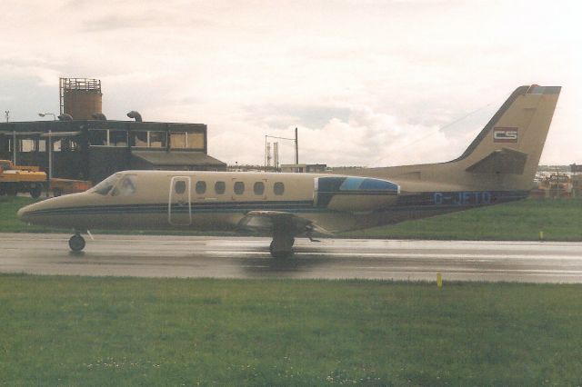 Cessna Citation II (G-JETD) - Taxiing for departure in Jul-88.br /br /Reregistered VH-JVS 20-Dec-88,br /then G-WYLX 23-Dec-91,br /then G-DCFR 21-Nov-95,br /then G-FJET 7-Jul-97.