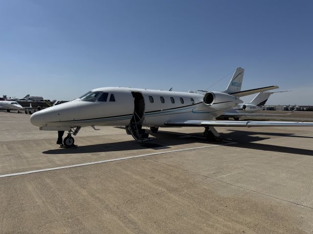 Cessna Citation Excel/XLS (N853JS) - Awaiting takeoff in Addison