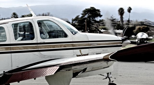 Beechcraft Bonanza (N361TC) - Locally-based Beechcraft Bonanza (Turbo Charged) taxing to Squadron 2 for maintenance at Reid Hillview Airport.