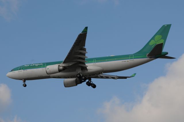 Airbus A330-200 (EI-DAA) - One of a kind in the Aer Lingus fleet? First time to see the Aer Lingus titles on the belly of one of their birds.